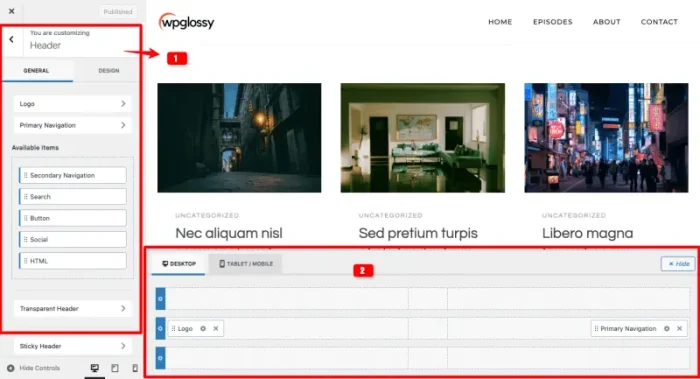 header footer blocks