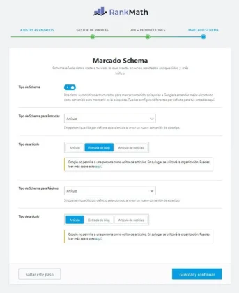 Rank Math schema markup settings